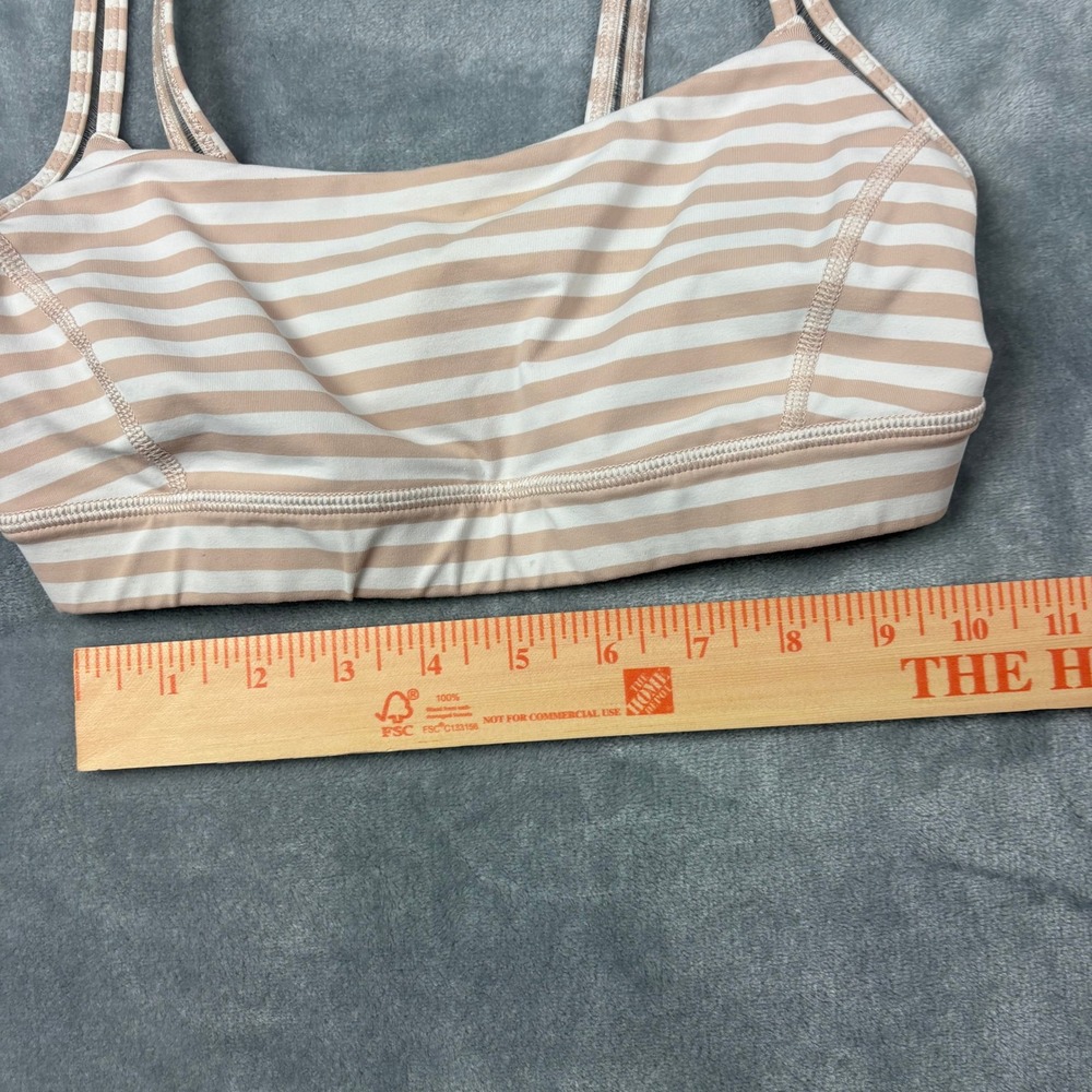 Lululemon Straight Up Bra 4 Narrow Stripe Tan White Yoga Athletic Sportcore Gym - Picture 8 of 9